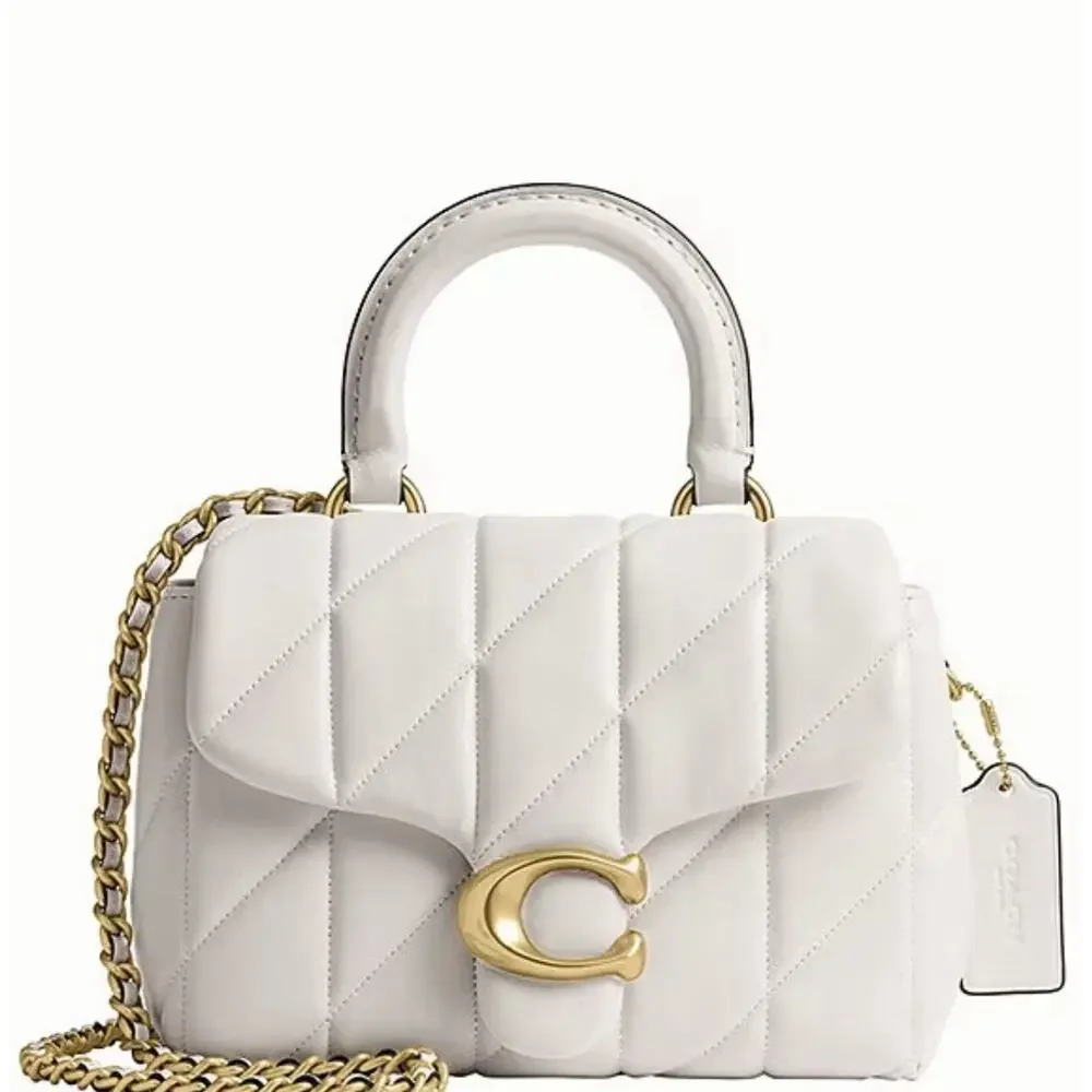 NWT Coach CCC12 Quilted Tabby Top Handle Bag Shoulder Bag Chalk Nappa leather